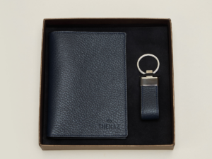 Coffret Lys en Cuir grainé bleu marine