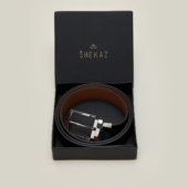 Ceinture Cuir Réversible Noir Lisse et Camel Lisse