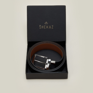 Ceinture Cuir Réversible Noir Lisse et Camel Lisse