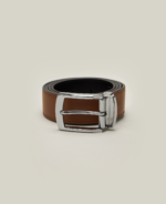 Ceinture Cuir Réversible Noir Lisse et Camel Lisse