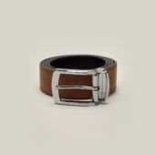 Ceinture Cuir Réversible Noir Lisse et Camel Lisse