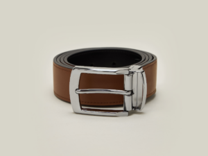 Ceinture Cuir Réversible Noir Lisse et Camel Lisse