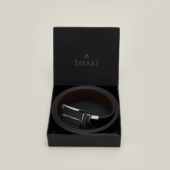 Ceinture Cuir Réversible Noir Lisse et Marron Lisse