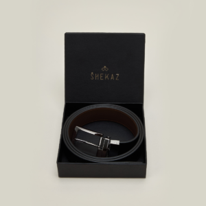 Ceinture Cuir Réversible Noir Lisse et Marron Lisse