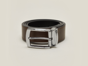 Ceinture Cuir Réversible Noir Lisse et Marron Lisse