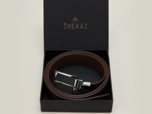 Ceinture Cuir Réversible : Marron Grainé et Marron Lisse