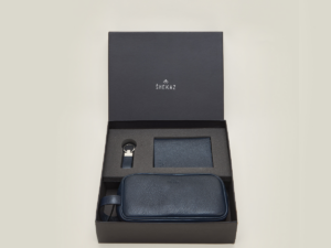 coffret alysse en cuir gainé bleu marine