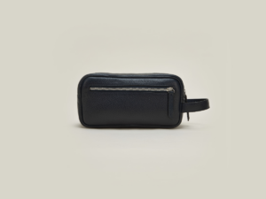 Trousse fello cuir grainé bleu marine