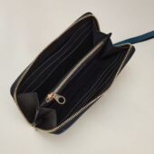 portfeuille crocus cuir lisse bleupetrole