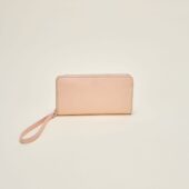portfeuille crocus cuir lisse rose poudré