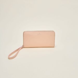portfeuille crocus cuir lisse rose poudré