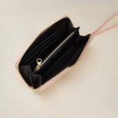 portfeuille crocus cuir lisse rose poudré