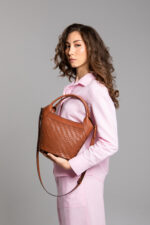 Couffin en cuir tressé Woven Soul Cognac – Image 7