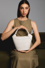 Couffin en cuir tressé Woven Soul Ivoire